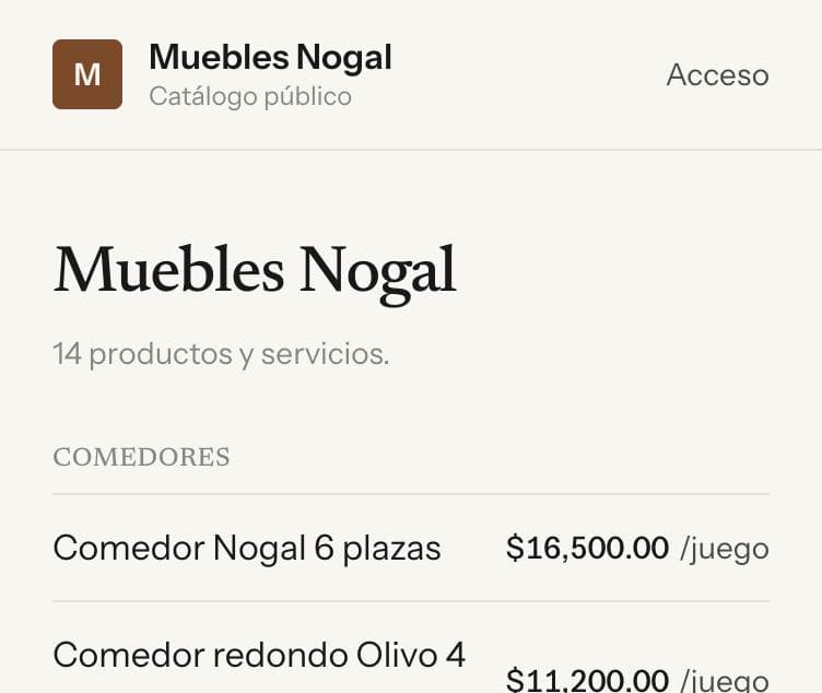 Catálogo público de productos del módulo Catálogo
